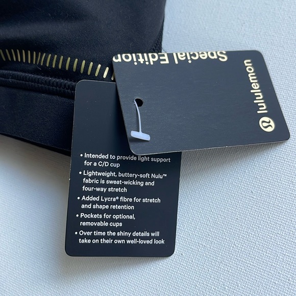 Lululemon Athletica Arise Bra Black Gold Padded Racerback Bra size 12 NEW - Picture 8 of 8